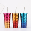 Metallic Double Wall Tumblers With Straw And Lid