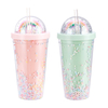 Rainbow Bubble Straw Cup Cold Drink Juice Plastic Tumbler