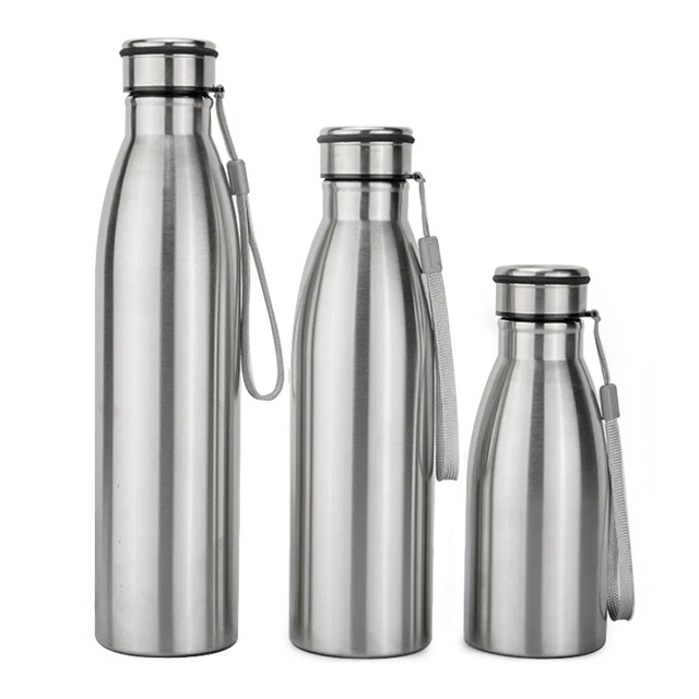 3 Sizes Reusable Stainless Steel Water Bottles with Carry Strap