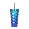 Stainless Steel Prismatic Tumbler With Straw