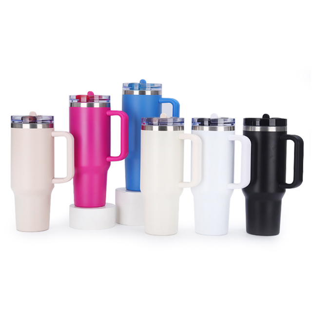 Insulated Stainless Steel Tumbler with Handle And Straw Lid