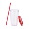Double Layers Reusable Transparent Clear Plastic Cup Cold Tumbler