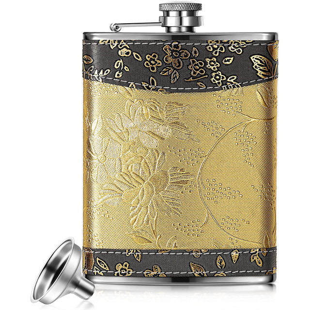 Hidden Flask with Cigarette Case And Leather Wrapped Cover
