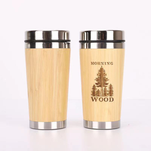 Stainless Steel Bamboo Insulated Coffee Tumbler Travel Mug