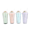 Rainbow Bubble Straw Cup Cold Drink Juice Plastic Tumbler
