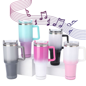 Customized Bluetooth Speaker Insulated Tumbler with Handle