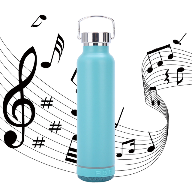 Insulated Water Bottle with Rechargeable Bluetooth Speaker