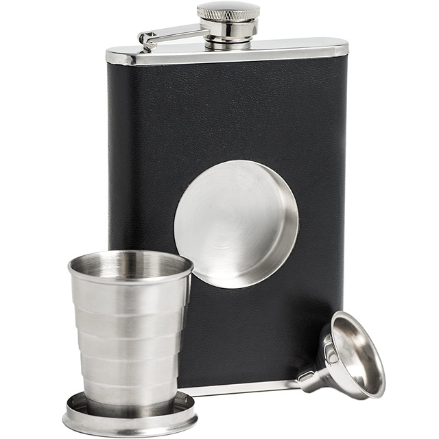 Stainless Steel Hip Flask Built-in Collapsible Flask Funnel