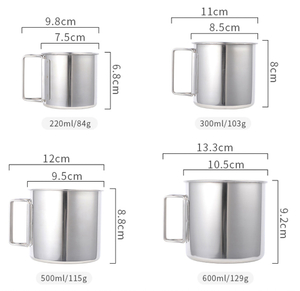 Stainless Steel Picnic Mug Camping Cup Set With Foldable Handle