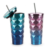 Stainless Steel Prismatic Tumbler With Straw
