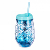 Glitter Plastic Water Cup With Lid Double Layer Cold Drink Cup
