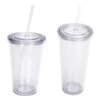 Double Layers Reusable Transparent Clear Plastic Cup Cold Tumbler