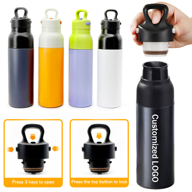 One Hand Open Stainless Steel Water Bottle Flask Thermos 