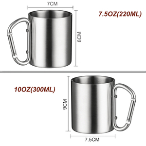 Stainless Steel Double Wall Backpacking Camping Carabiner Mugs