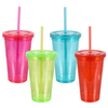 Double Layers Reusable Transparent Clear Plastic Cup Cold Tumbler
