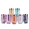 Glitter Plastic Water Cup With Lid Double Layer Cold Drink Cup