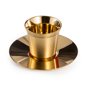 Mirror Stainless Steel Coffee Cup And Dish Set With Spoon