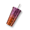 Metallic Double Wall Tumblers With Straw And Lid