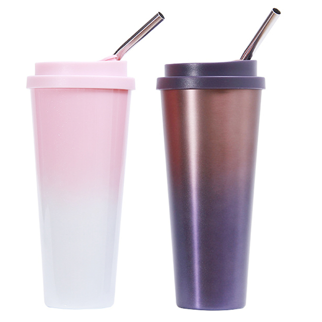 Customization Initial Stainless Steel Tumbler With Straw 