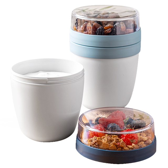 Double-layer milk oatmeal breakfast cup with dry-wet separation