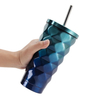 Stainless Steel Prismatic Tumbler With Straw