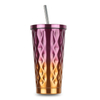 Metallic Double Wall Tumblers With Straw And Lid